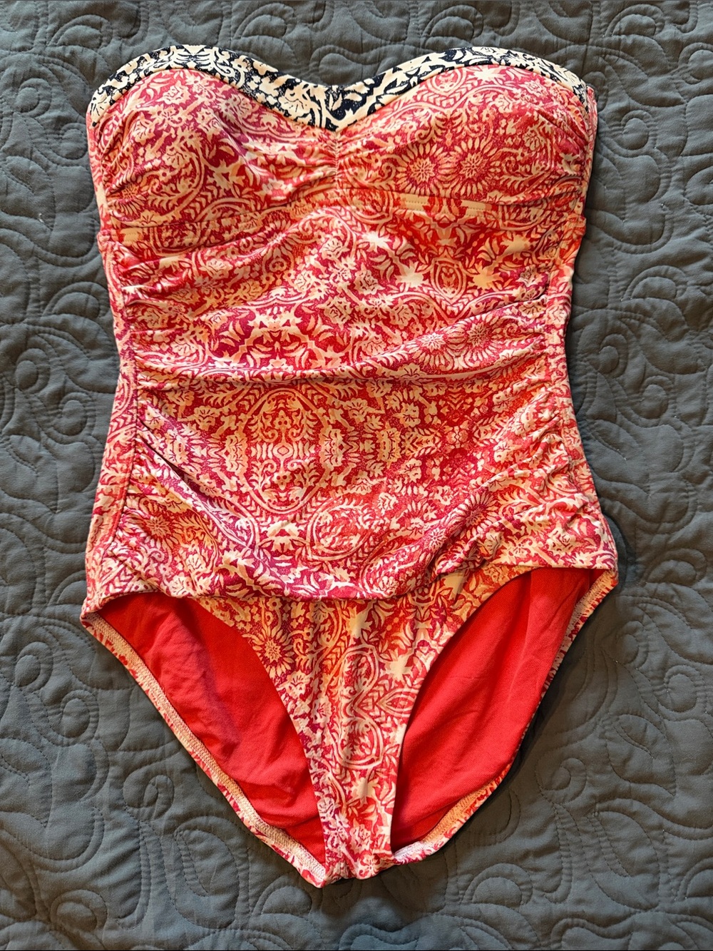 Tommy Bahama Pink and Cream Patterned One-Piece Swimsuit